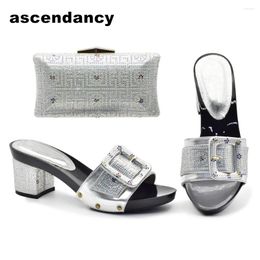 Dress Shoes Fashion Italiaans en tassen die bijpassen zijn met vaste strass Afrikaanse trouwtas sets pumpswomen schoenen1