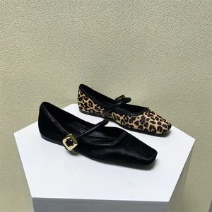Geklede schoenen Mode luipaardprint Comfortabele zachte platte schoenen met vierkante kop voor dames Luxe Mary Jane schoenen Balletschoenen Dames 231031