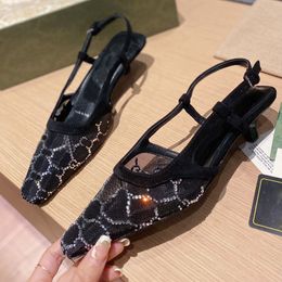 Dress Shoes fashion Luxury Designer sandals Women's Summer banquet dress shoes high-heeled sexy pumps pointed toe sling back women shoe