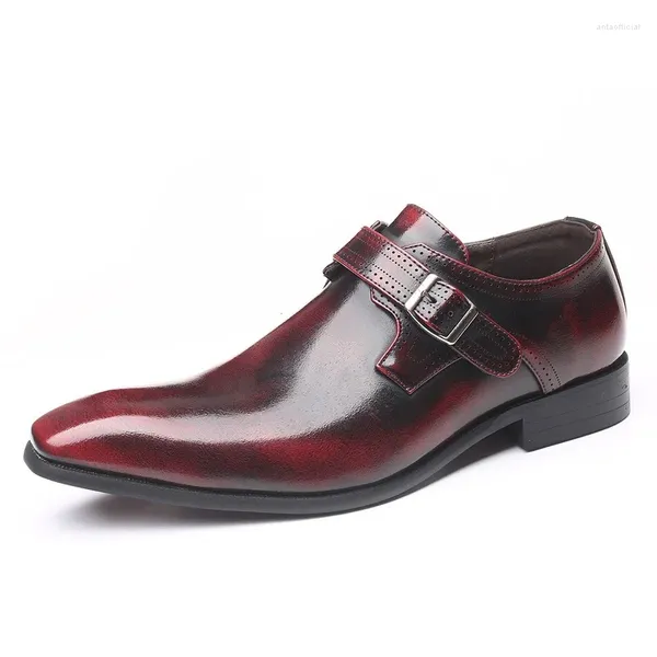 Chaussures habillées Mode Hommes Noir Marron PU Cuir Slip sur Homme Costume Formel Chaussures avec Boucle De Luxe Designer Mocassins