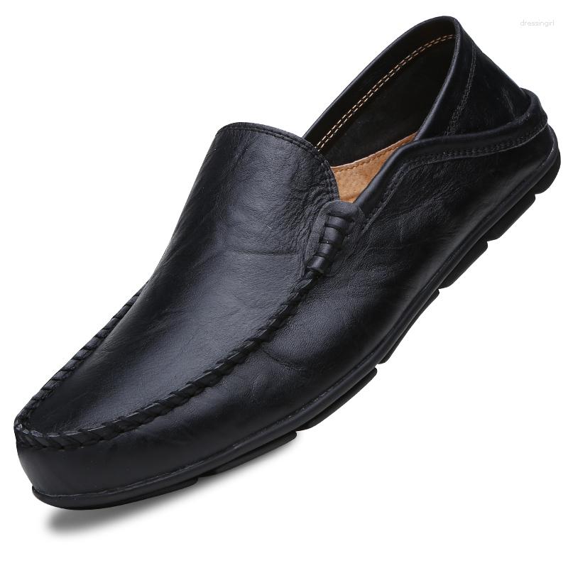 Dress Shoes Fashion Men Casual Italiaans merk Leer Loafer Slip op herenflats mannelijk rij-sneaker hoogwaardige