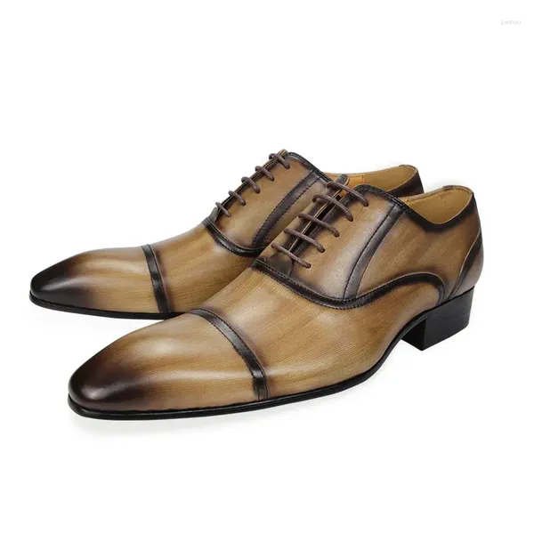 Robe chaussures mode hommes bureau élégant élégant formel Oxford en cuir véritable pour hommes kaki noir cadeau personnalisé amis