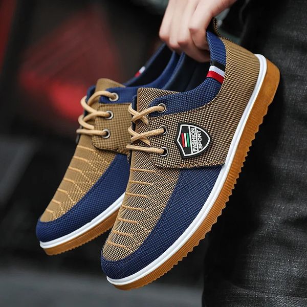 Zapatos de vestir Moda Hombres Lienzo Ligero Deportes Verano Hombres Malla Transpirable Zapato Vulcanizado Cordones Hombre Zapatillas de deporte Trabajando 231101