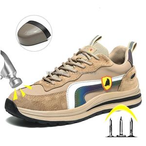 Dress Shoes Fashion Safety Anti Smash Work Boots Steel Toe Men Light Breathable Wear Resistant Sneakers 230213