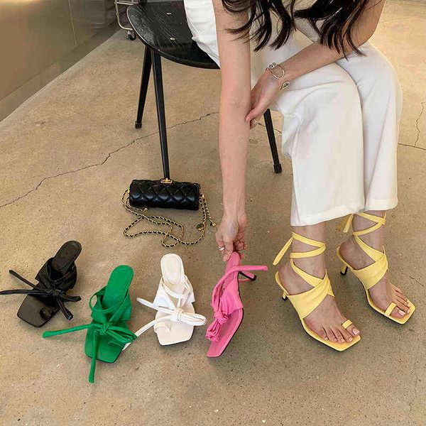 Zapatos de vestir de moda Mujeres Sandalias Clip Toe Bombas de fiesta poco profundas Blanco Verde blanco Pink Pink Amarillo Verano Tacón alto delgado Bomba 220303