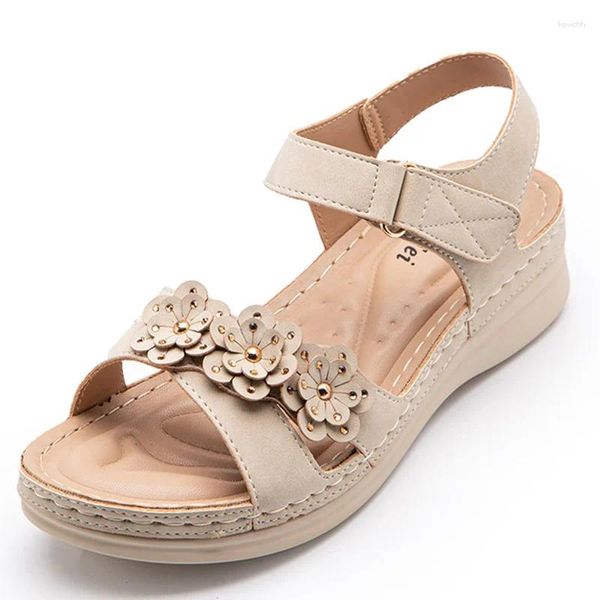 Zapatos de vestir Sandalia femenina Negro para mujeres Zuecos Cuña 2024 Verano Med Antideslizante Tamaño grande Chicas Beige Plataforma Medio Confort Fas