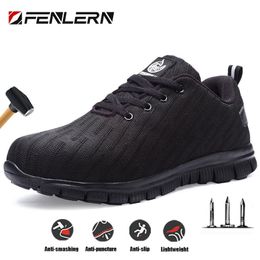 Chaussures habillées Fenlern Work Sneakers en acier Toe Men de sécurité Bottes à ponctuation