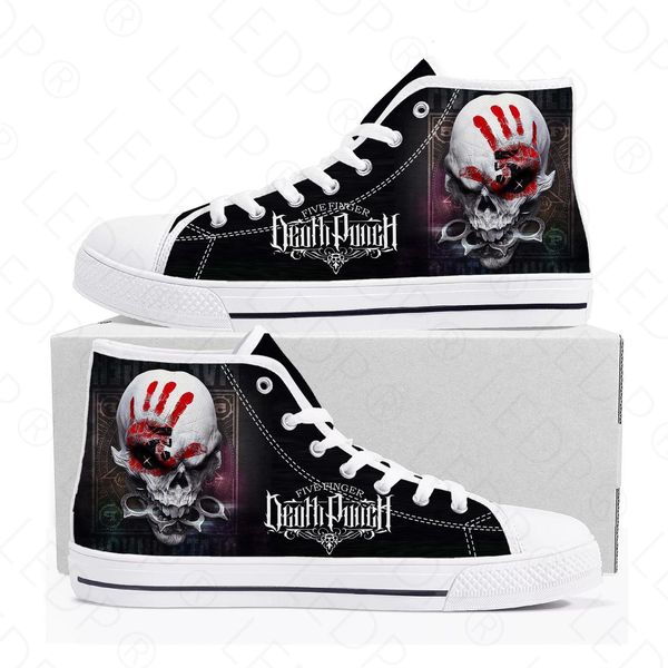 Chaussures habillées Five Finger Death Punch Band High Top Sneakers Hommes Adolescent Qualité Toile Sneaker Casual Couple Chaussure Personnalisée 230518