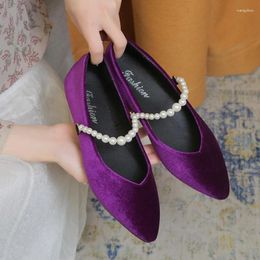 Kleding schoenen flats kralen dames sandalen puntige teen loafer ondiepe gezellige luxe wandelen casual sexy mode chaussure femme