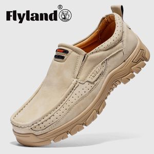 Chaussures habillées FLYLAND Classique Mocassins en cuir pour hommes Vintage Couture à la main Oxfords Chukka Bottes Cheville Casual Bureau de travail quotidien 231204