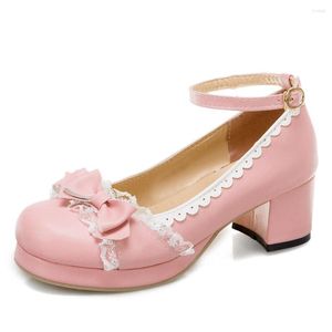 Dress Shoes For Dropship Women Small Big Size geweldige kwaliteit 2023 Lolita Mary Janes Platform Pumps Sweet Square Heels Cute Trendy