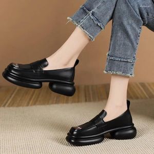 Dress Shoes for Women 2023 Loafers Dames High Heels Fashion Office Pumps Solid Slip-on Metal Decoration Platform Ladies