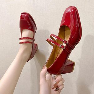 Dress Shoes for Women 2023 Mary Janes Dames High Heels Classics Pumps Solid Buckle Riem ondiepe vrouwelijke Zapatos