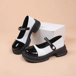 Dress Shoes for Women 2024 Fashion Mary Janes Dames High Heel Summer Retro Casual Pumps Het kettingplatform Zapatosmujer