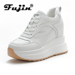 Chaussures habillées Fujin 10 cm plate-forme baskets compensées gros cuir véritable pour femmes été printemps automne marche mode 230412