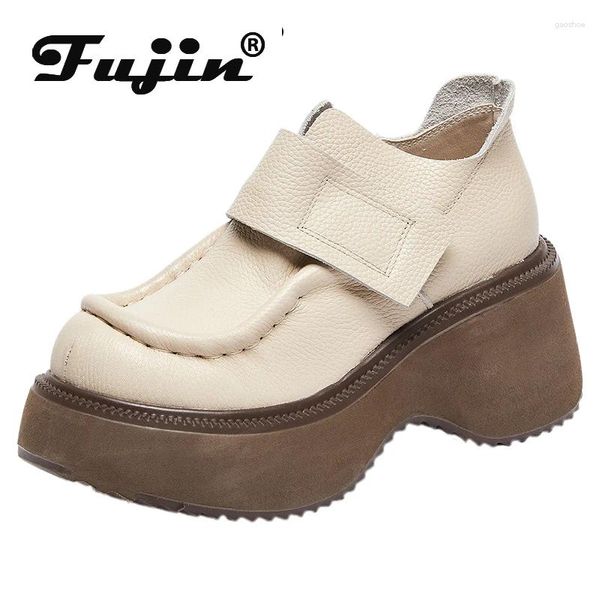 Zapatos de vestir Fujin 7cm Spring Round Spring Autumn Mary Jane Women Ladies Hook Fashion Fashion Luxury Plataforma étnica de lujo Wedge