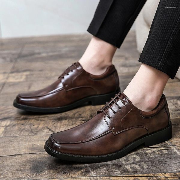 Chaussures habillées en cuir véritable décontracté à la main pour hommes grande taille: 38-48 printemps marque Oxford marron de haute qualité