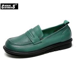 Geklede schoenen Echt leer Flats Dames Lente Zomer Schoenen Bloem Slip-on Loafers Luie schoenen Vrouwelijke flats Aankomst Mom Loafers 231018