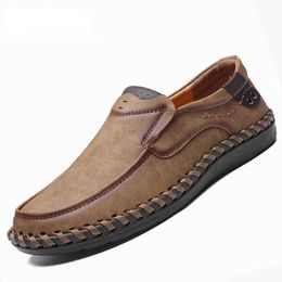 Zapatos de vestir, mocasines de cuero genuino para hombre, zapatos planos transpirables de fondo suave, zapatos informales para hombre, talla grande 3849, compatible con Dropshipping R230227