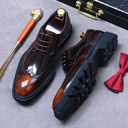 Kledingschoenen Echt leer heren Oxford merkontwerper Heren Zakelijk Formeel Brogue Vintage herenschoenen Chaussure Homme