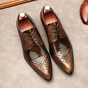Kleding schoenen echte lederen heren oxford handgemaakt voor mannen klassieke veter vaste pet teen kantoor bruiloft puntige formele derby -schoen