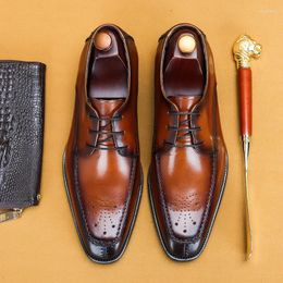 Chaussures habillées en cuir authentique oxford pour hommes café de haute qualité noire