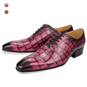 Zapatos de vestir de cuero genuino rosa stylis Wedding Man Shoes Formal hecho a mano Custom Luxury Wedding Leather Dress Casual Fashion zapatos hombre 230821