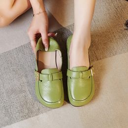 Jurk schoenen echt lederen slip op schoenen voor dames witte mocassins met gesp vintage stijl vrouw flats rijden schoen dames gele loafer 231017