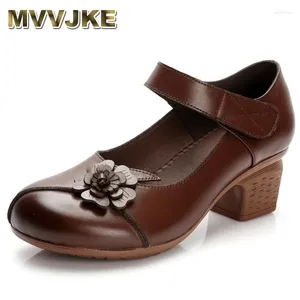 Chaussures habillées en cuir authentique vintage single single chaussure féminine 2024 Style national Asakuchi Mary Jane Mère