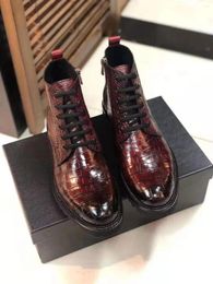 Chaussures habillées véritable véritable peau de ventre de crocodile brillant 2 couleurs en cuir hommes chaussures durables bottes d'hiver solides