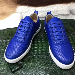 Chaussures habillées véritable peau de python véritable mode hommes chaussure couleur noire et bleu clair loisirs bateau libre