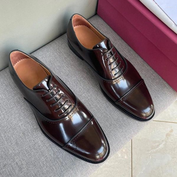 Zapatos de vestir Giovanni Cuero bruñido para hombre con cordones Oxford con orificio perforado Diseñador atemporal Elegante Caballero