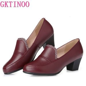 Zapatos de vestir gkti mujeres de primavera de cuero genuino transpirable grande talla cómoda tacones altos calzado 230216