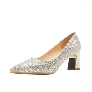 Dress Shoes Gold Wedding Silver 6 cm Hoge Heel Crystal Plus Size 31-43 Bruid Women Point Toe