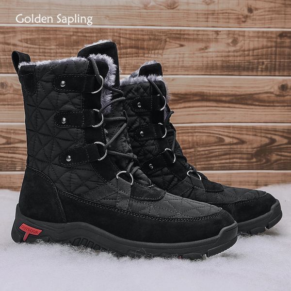 Chaussures habillées Golden Sapling Bottes de neige pour hommes en peluche chaude hiver hommes mode en cuir véritable botte militaire tactique loisirs chaussure de randonnée 230912