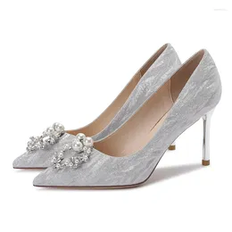 Robe chaussures bonne qualité marque femmes pompes de luxe cristal Slingback talons hauts dames été femme talon mariage A142