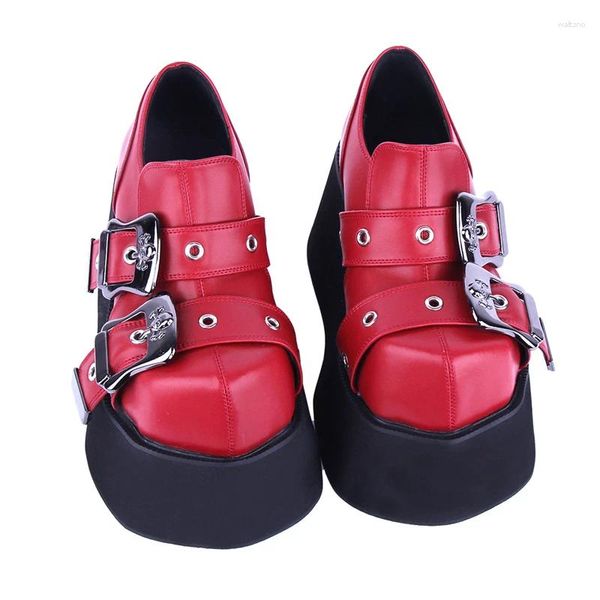 Zapatos de vestir gótico negro rojo blanco verde súper alto tacón 10 cm plataforma dulce mujer harajuku goth punk estilo kawaii moda lolita