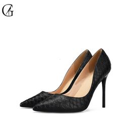 Robe chaussures goxeou femmes pompes pu gris noir rouge peau de serpent bout pointu talons hauts fête sexy discothèque mode bureau dame taille 32 231010