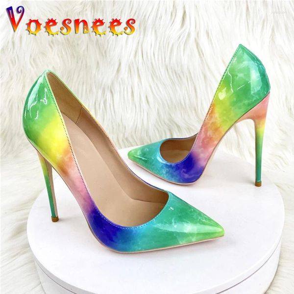 Chaussures habillées Couleur Rainbow Rainbow Women's Pumps Nightclub Slater-on Fin High Heels 12cm Poighed Office Office Office Fashion Party Shoe