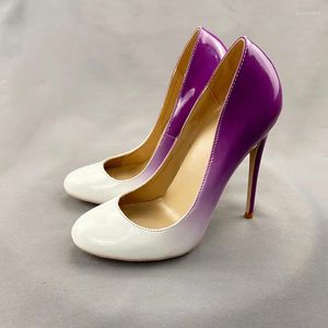 Robe chaussures dégradé violet-blanc bout rond femmes sans lacet pompes super talons hauts sexy fête de mariage dames point