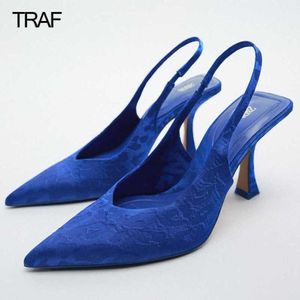 Chaussures habillées Vert Bleu Rouge Talons Femmes Pompes Bureau Chaussures Femme Printemps Été 2022 Mode À Talons Hauts Slingback Stiletto Mariages Chaussure 221130