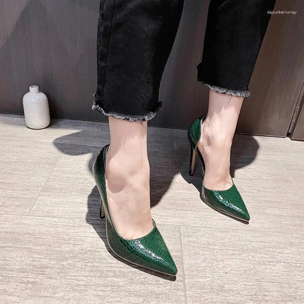 Zapatos de vestir Tacones verdes para mujer Lujo Punta puntiaguda Fiesta Clásico Damas Oficina Bombas Tamaño 42 Salto Feminino