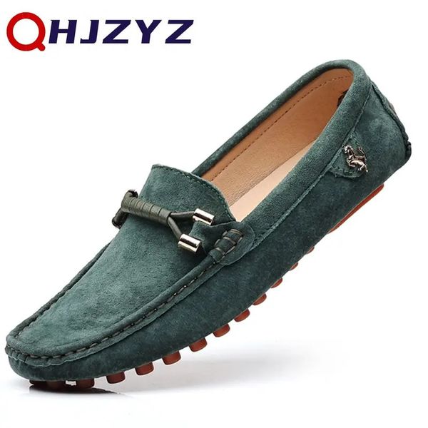 Chaussures habillées Mocassins verts Hommes Design Mocassins en daim Véritable Slip en cuir Mocassins Chaussures de conduite confortables pour hommes Chaussure Homme 231020