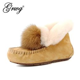 Geklede schoenen GRWG winterschoenen 100% echt leer Loafers Echte wol Winter klassieke flats voor damesmode schoenen 231017