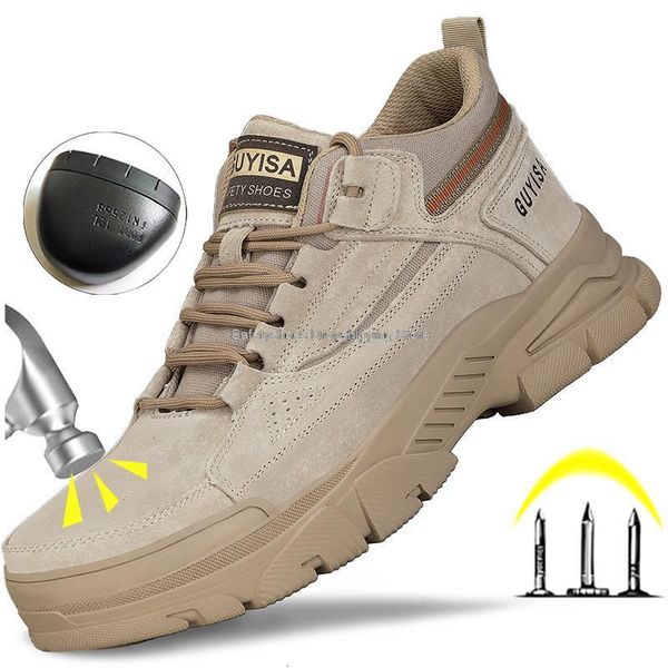 Chaussures habillées Guyisa Construction Work Men Steel Toe Safety Anti stab Anti smash Boots Homme Chaussures de protection 230410
