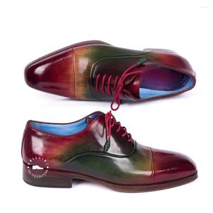 Chaussures habillées peintes à la main multicolore Oxfords luxe en cuir véritable affaires casquette décontractée orteil à la main à lacets confortable