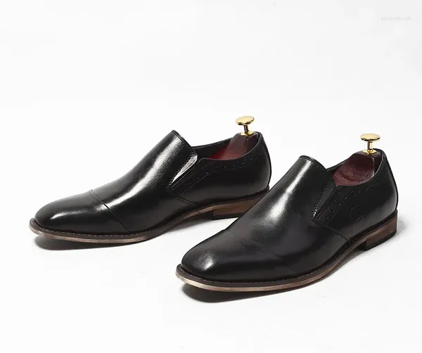 Zapatos de vestir hechos a mano Derby cuero hombres Oxford Business Formal Brogue Slip en boda
