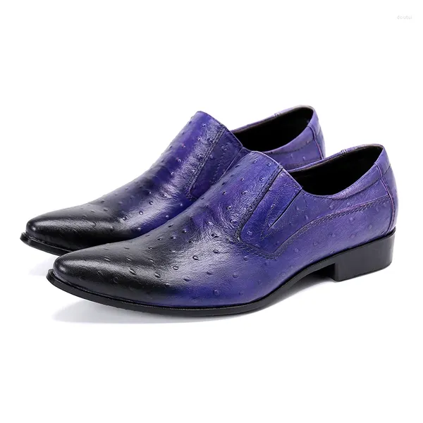 Chaussures habillées faites à la main hommes en cuir Original bureau sans lacet mocassins décontractés bleu haute qualité chaussures pour homme Zapatos Hombre