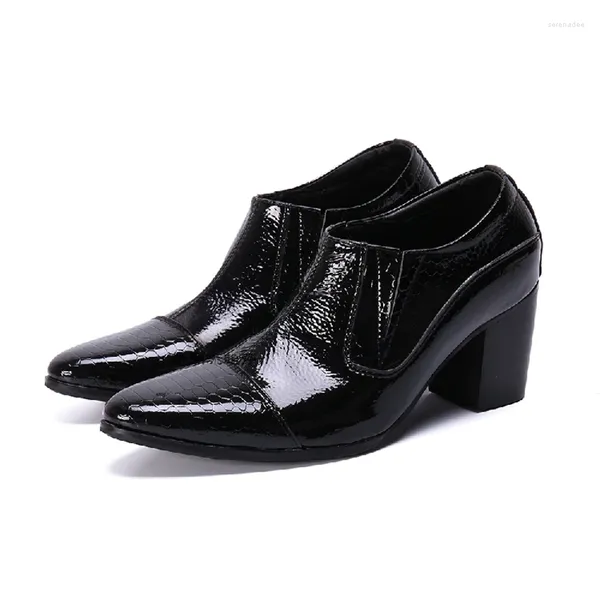 Chaussures habillées faites à la main pour hommes mariage Oxford noir en cuir véritable talons hauts affaires Zapatos formel pour hommes