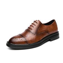 Dress Shoes Handmade Mens Wingtip Oxford schoenen Zwart echte lederen brogue heren kledingschoenen klassieke zakelijke formele schoenen voor mannen maat 45 r230227
